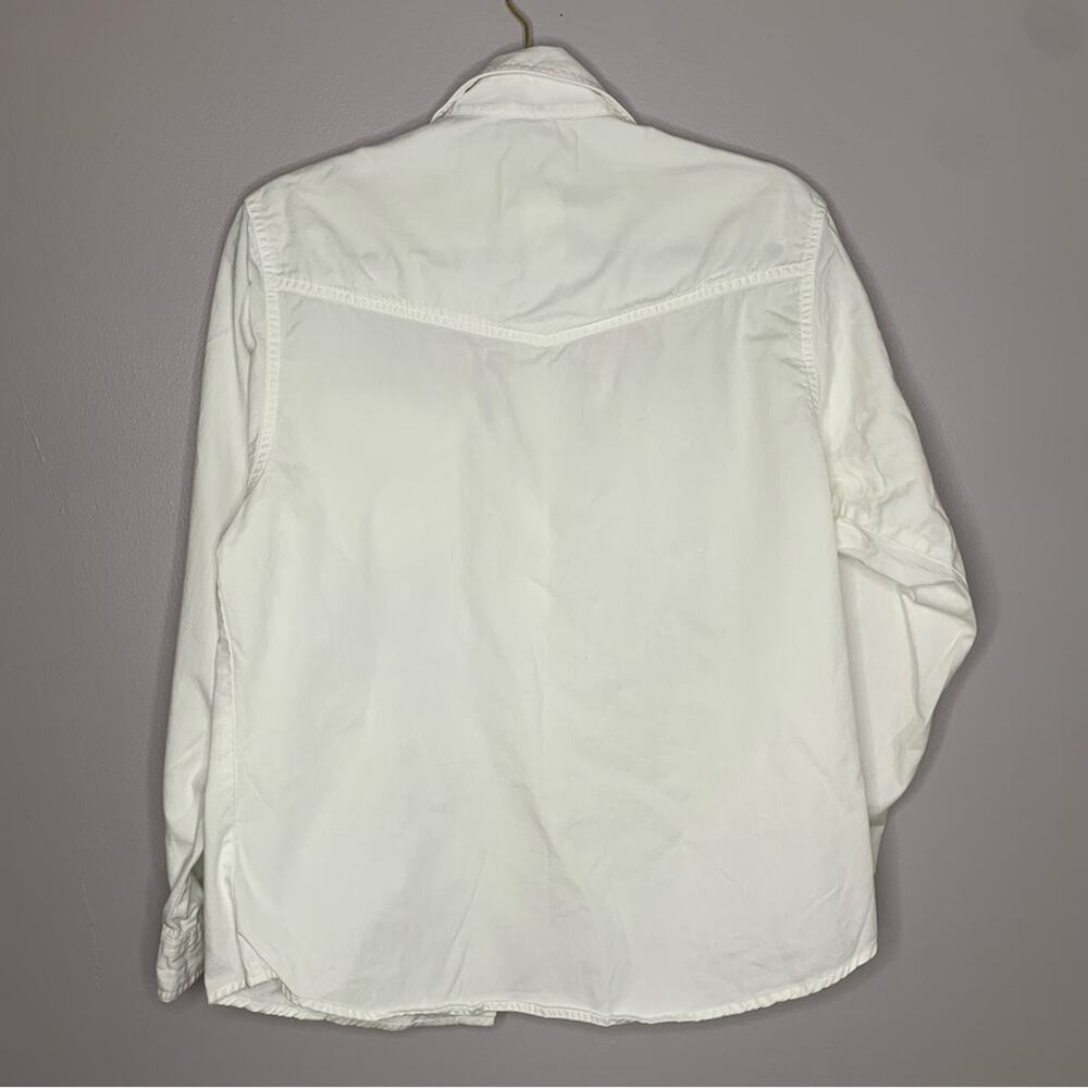 Vintage Wrangler 100% cotton white long sleeve shirt painted flowers sz L - Picture 2 of 6
